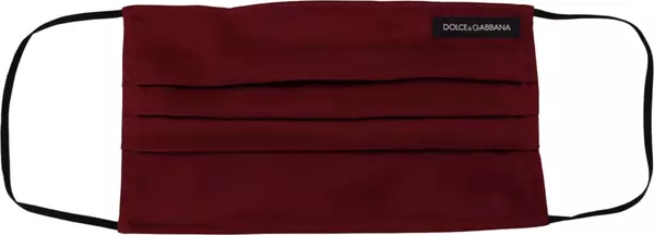 Maroon Silk Pleated Elastic Ear Strap One Size Face Mask