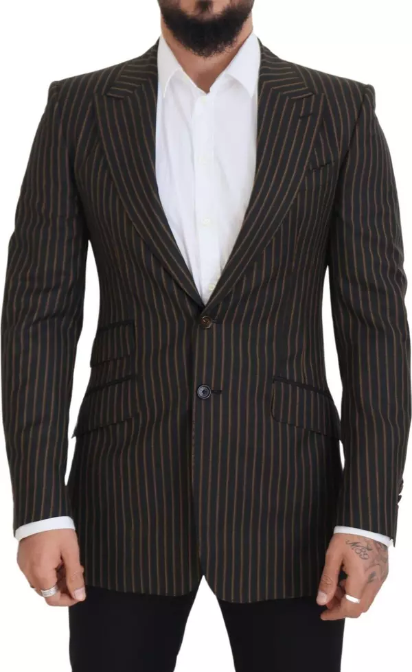 Black Brown Stripes Single Breasted Blazer