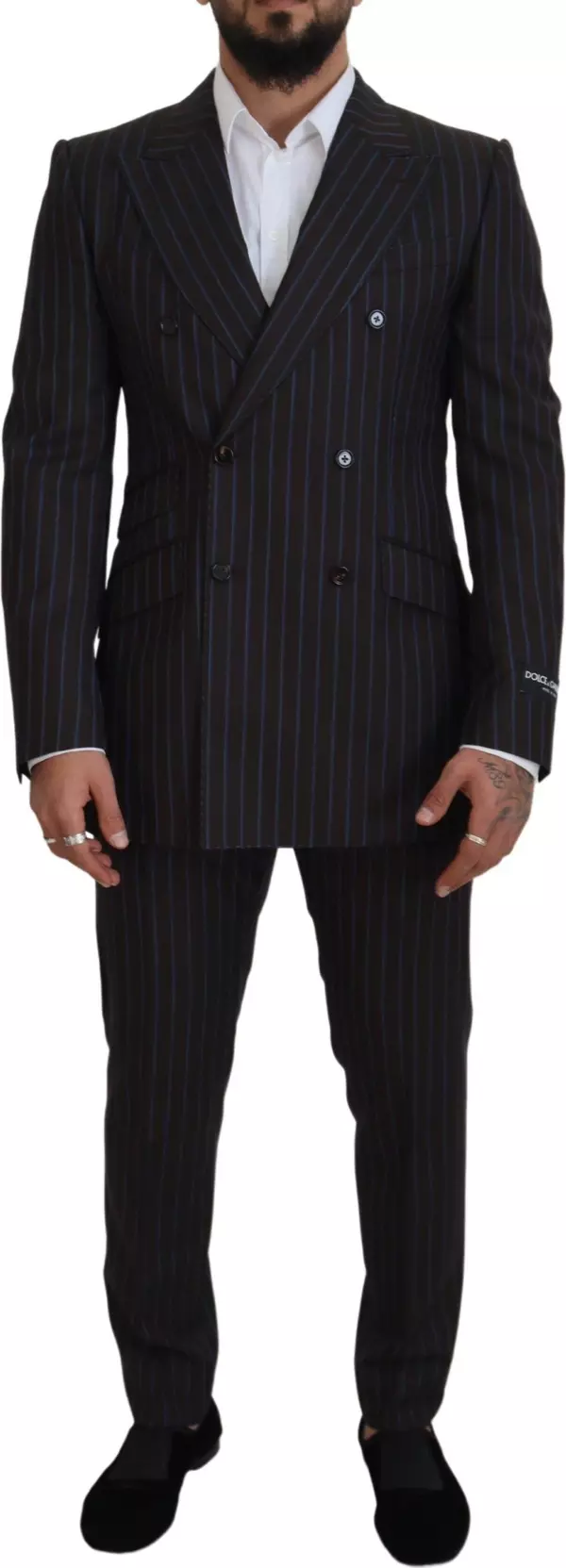 Black Striped Wool Formal 2 Piece Suit