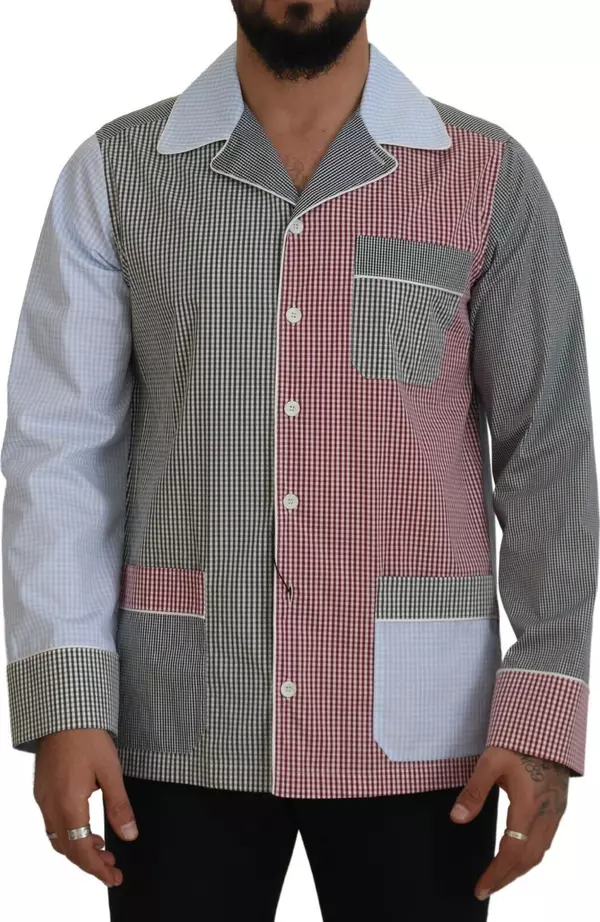 Multicolor Patchwork Cotton Long Sleeves Shirt
