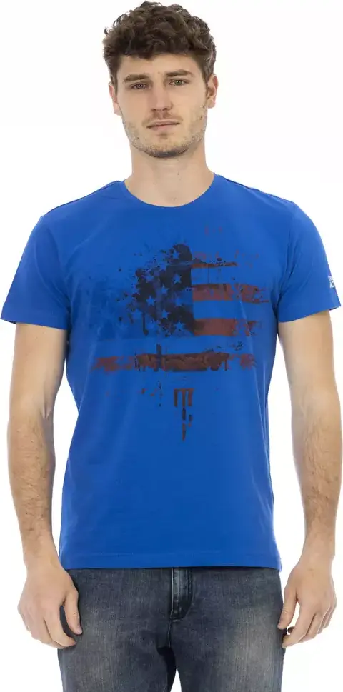 Blue Cotton Men T-Shirt