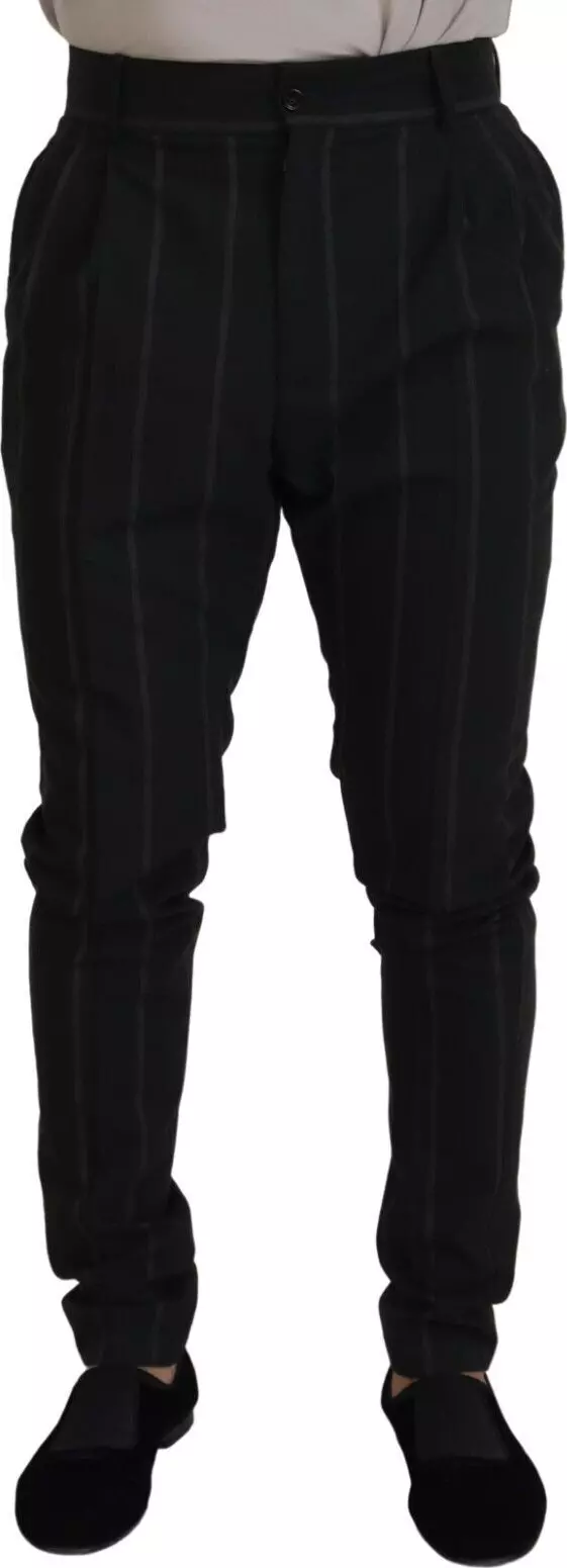 Black Striped Men Trousers Cotton Pants