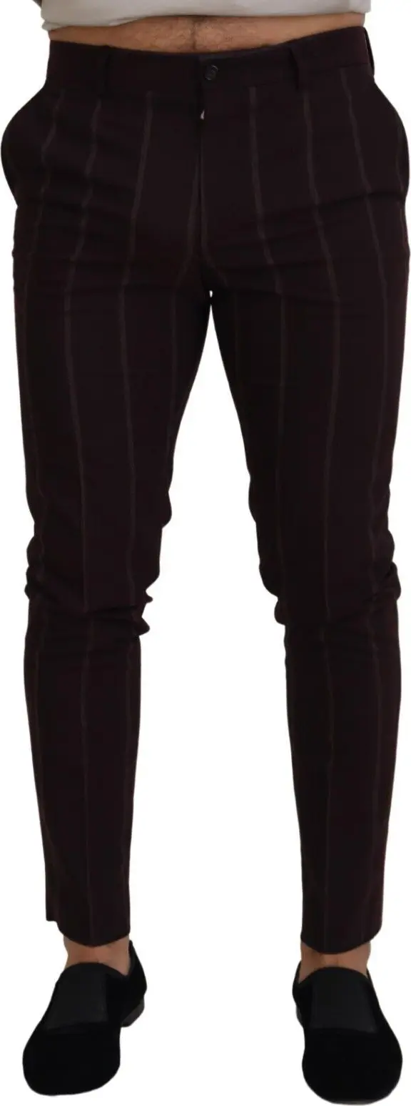 Brown Striped Men Trousers Cotton Pants