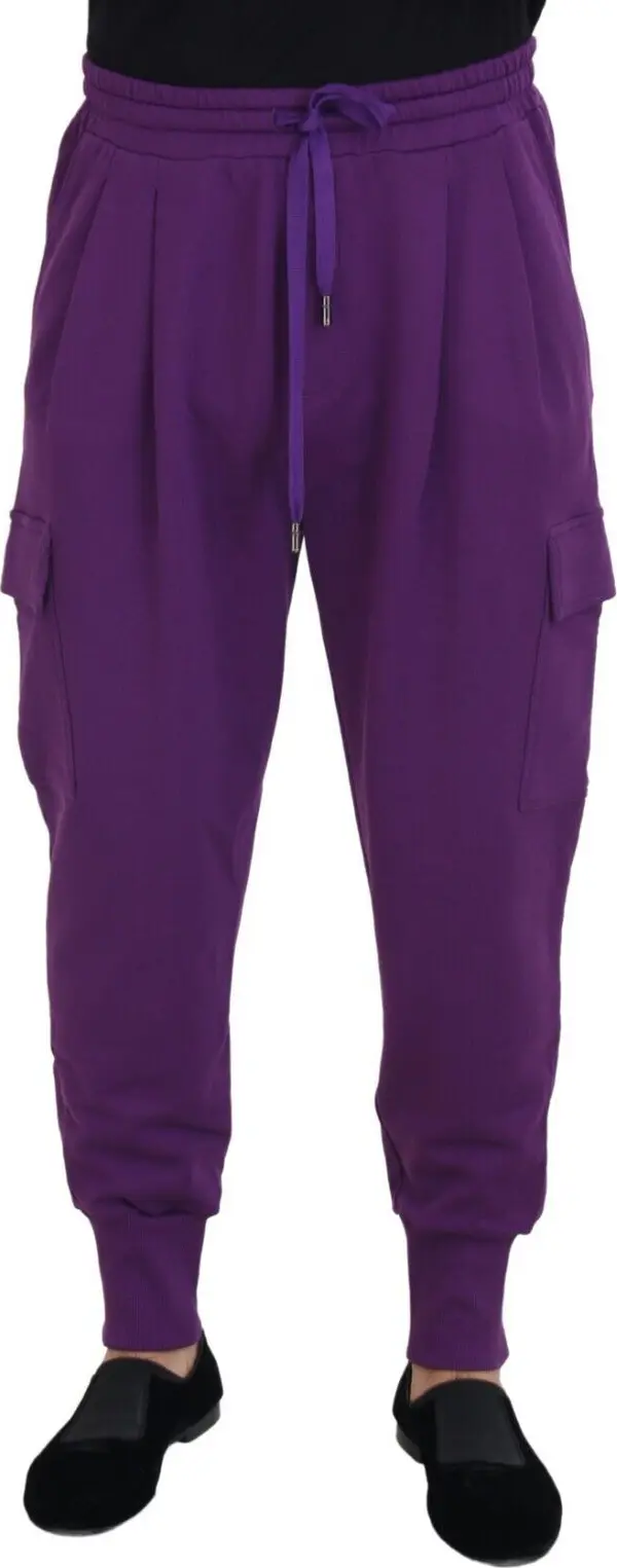 Purple Cotton Cargo Sweatpants Jogging Pants