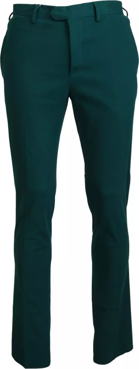 Green Straight Fit Men Formal Trousers Pants