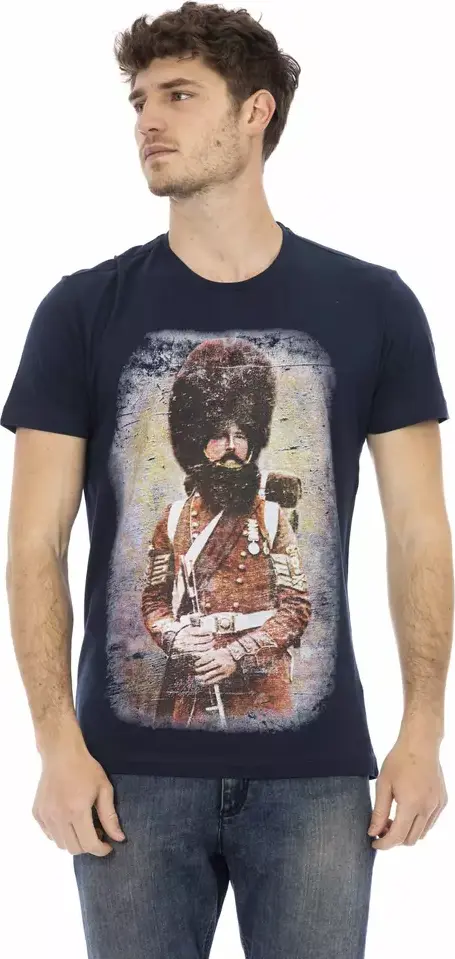 Blue Cotton Men T-Shirt