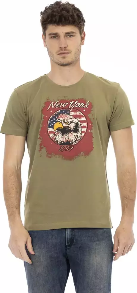 Green Cotton Men T-Shirt