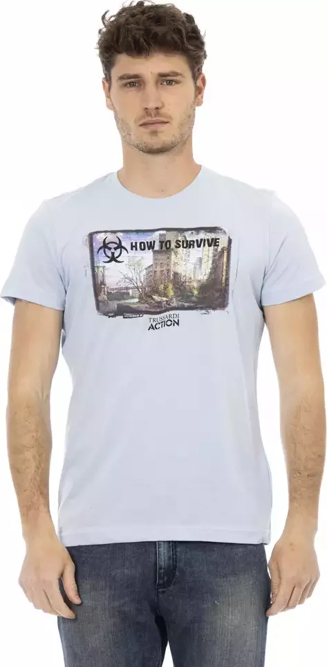 Light Blue Cotton Men T-Shirt