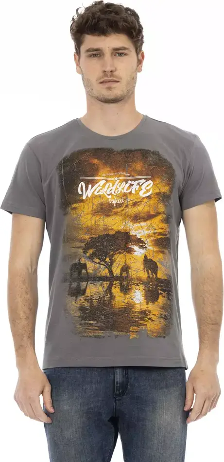 Gray Cotton Men T-Shirt