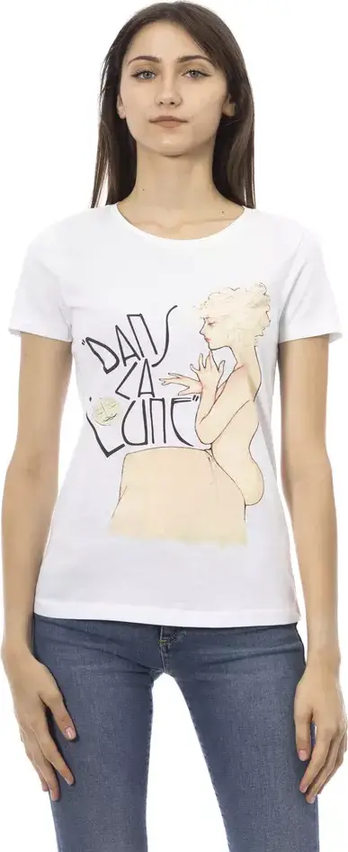 White Cotton Women T-Shirt