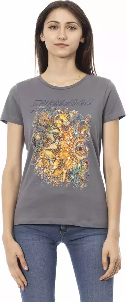 Gray Cotton Women T-Shirt