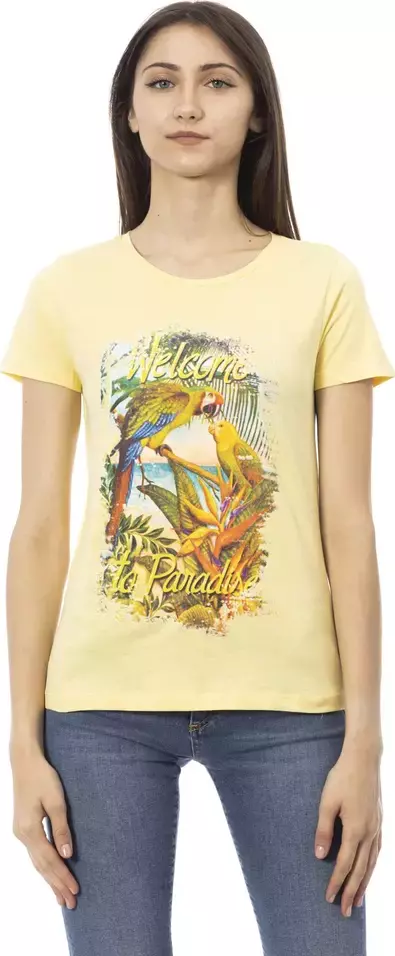 Yellow Cotton Women T-Shirt