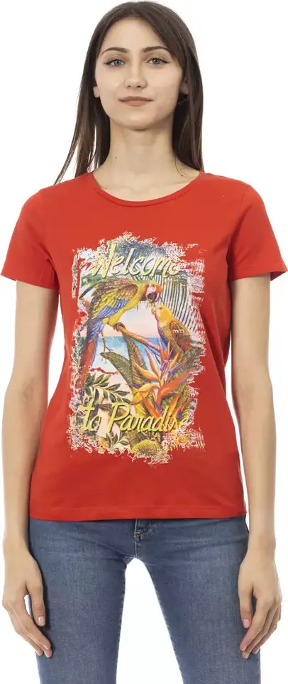 Red Cotton Women T-Shirt
