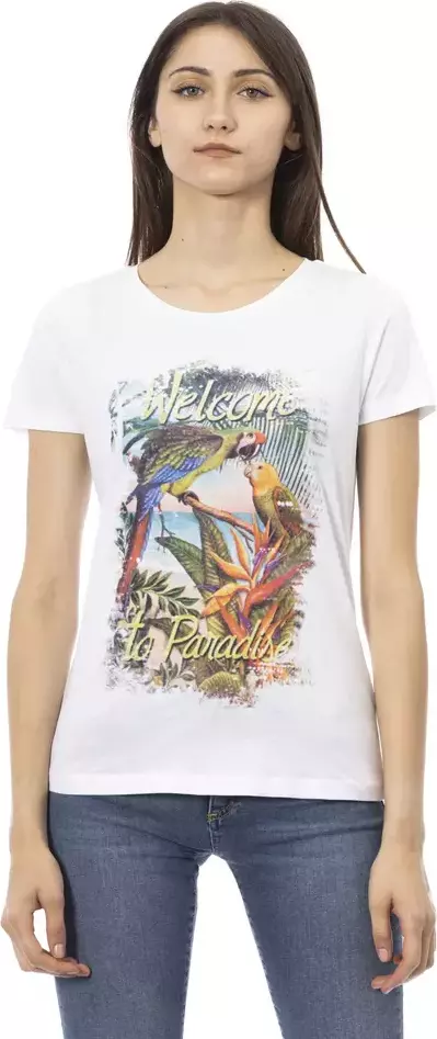 White Cotton Women T-Shirt