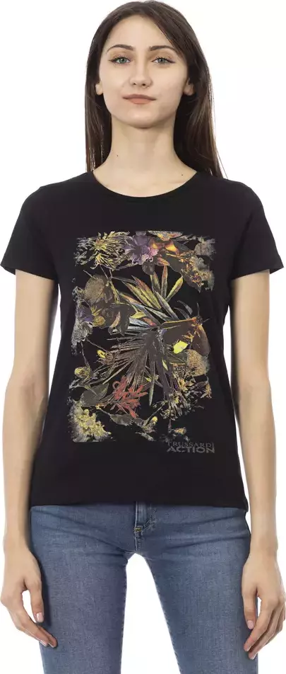 Black Cotton Women T-Shirt