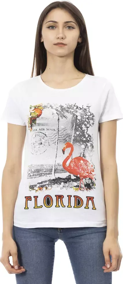 White Cotton Women T-Shirt