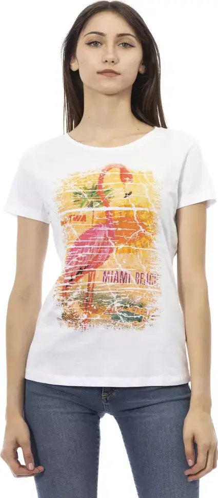 White Cotton Women T-Shirt