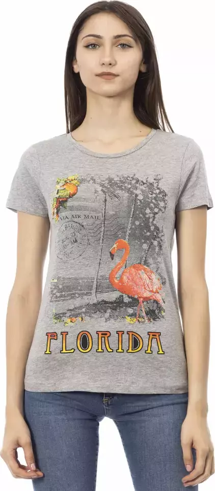 Gray Cotton Women T-Shirt