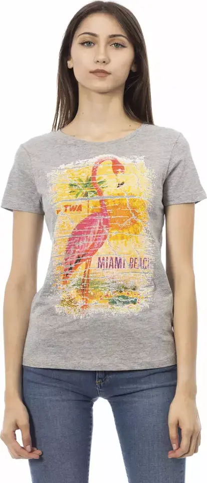 Gray Cotton Women T-Shirt