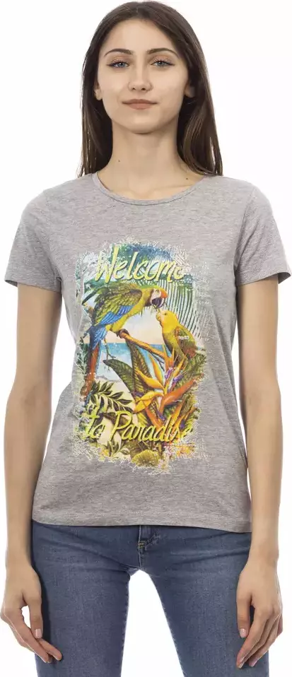 Gray Cotton Women T-Shirt