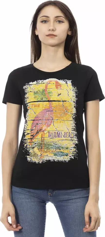 Black Cotton Women T-Shirt