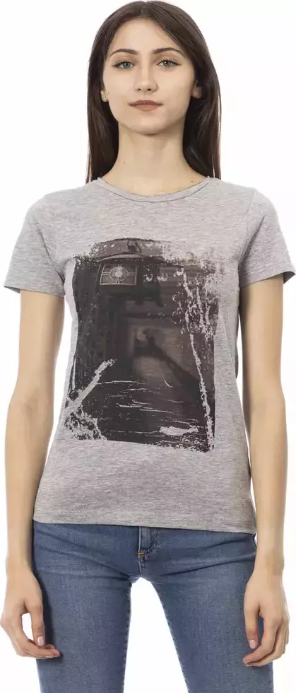 Gray Cotton Women T-Shirt