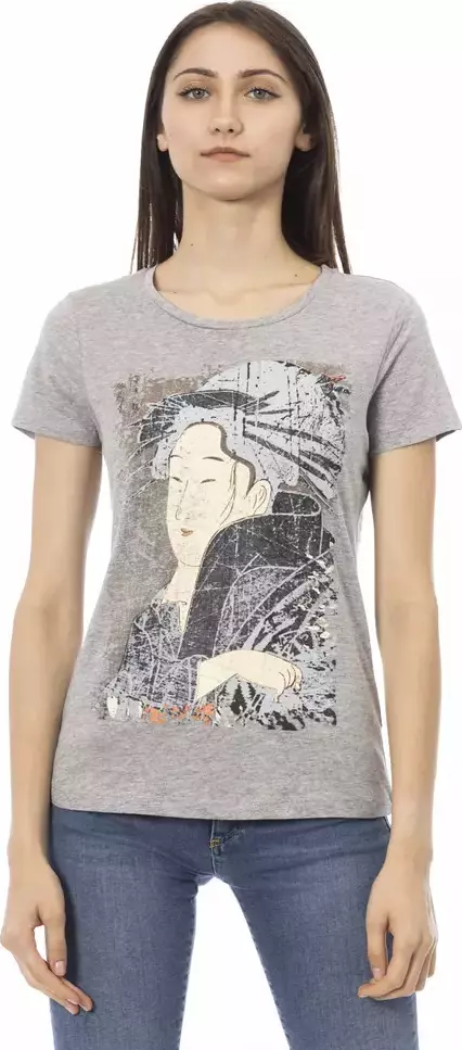 Gray Cotton Women T-Shirt