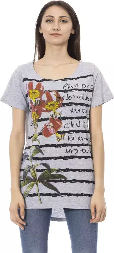 Gray Cotton Women T-Shirt