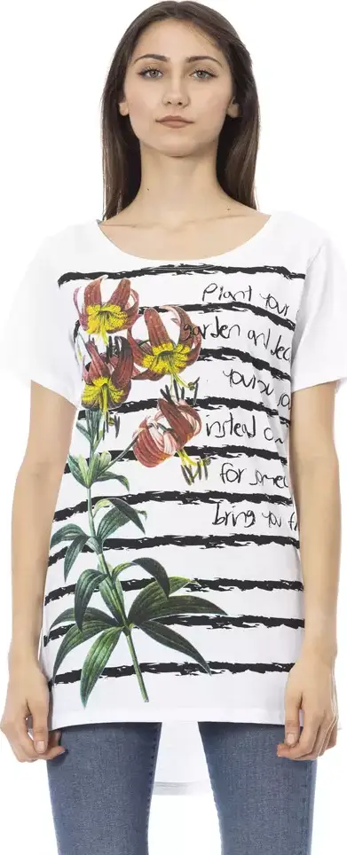 White Cotton Women T-Shirt