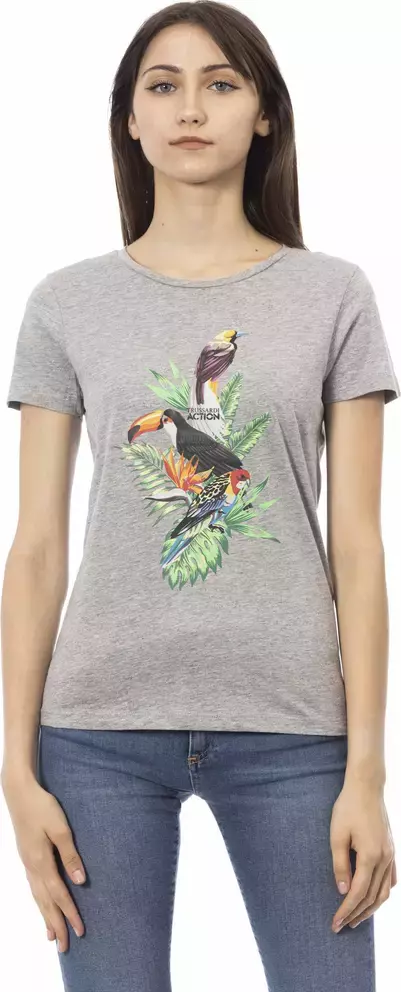 Gray Cotton Women T-Shirt