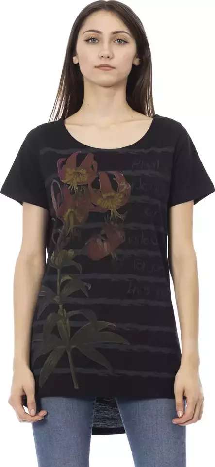 Black Cotton Women T-Shirt
