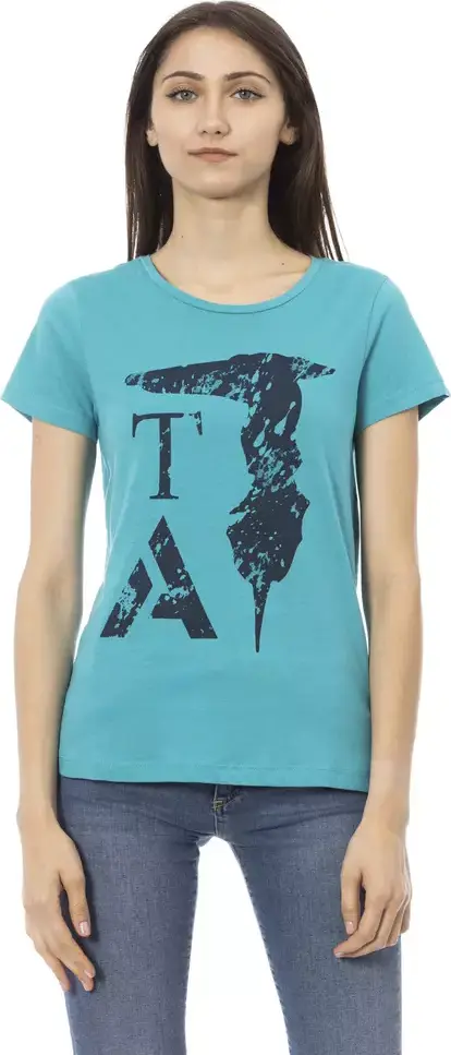 Light Blue Cotton Women T-Shirt