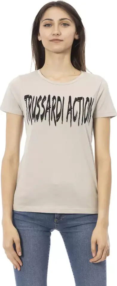 Beige Cotton Women T-Shirt