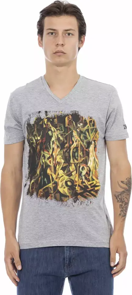 Gray Cotton Men T-Shirt