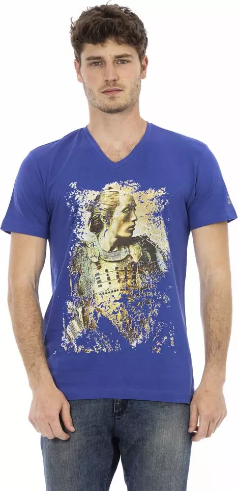 Blue Cotton Men T-Shirt