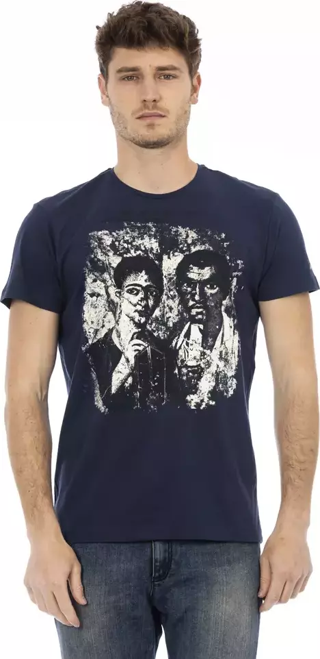 Blue Cotton Men T-Shirt
