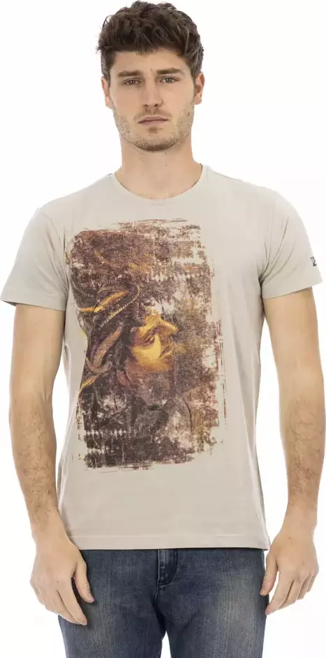 Beige Cotton Men T-Shirt