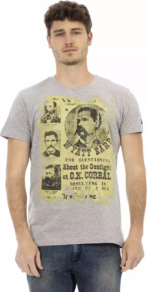 Gray Cotton Men T-Shirt