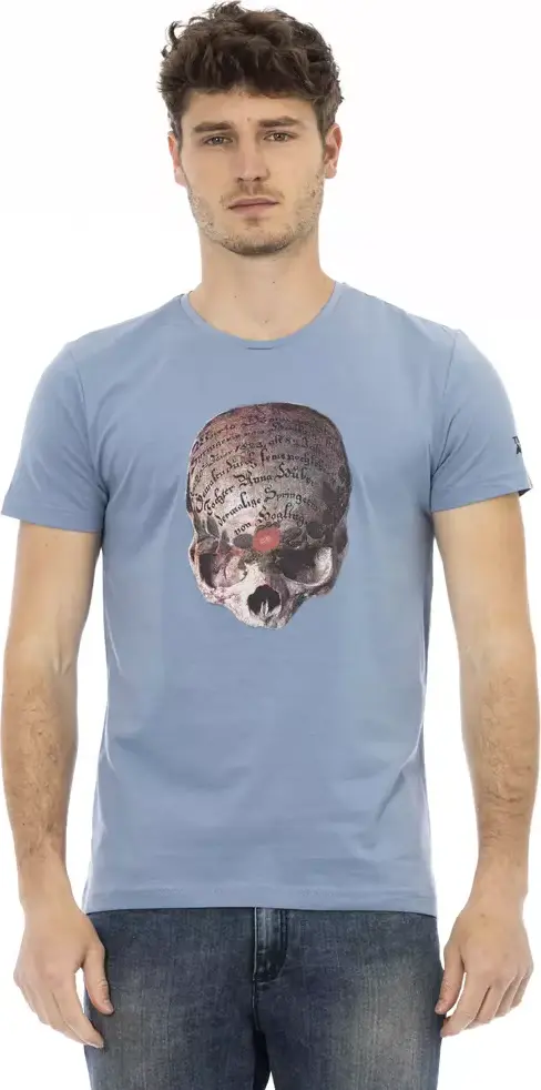 Light Blue Cotton Men T-Shirt
