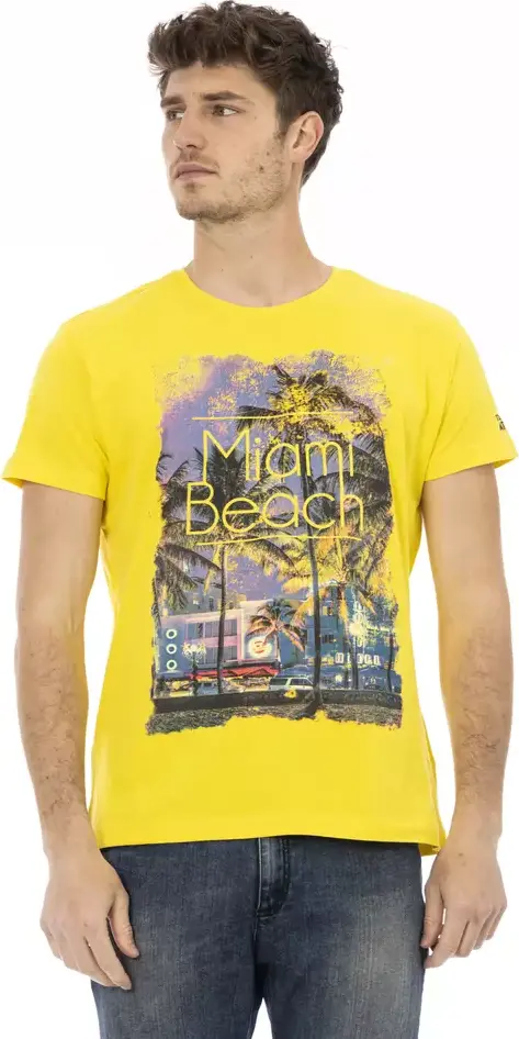 Yellow Cotton Men T-Shirt