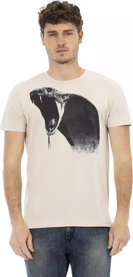 Beige Cotton Men T-Shirt