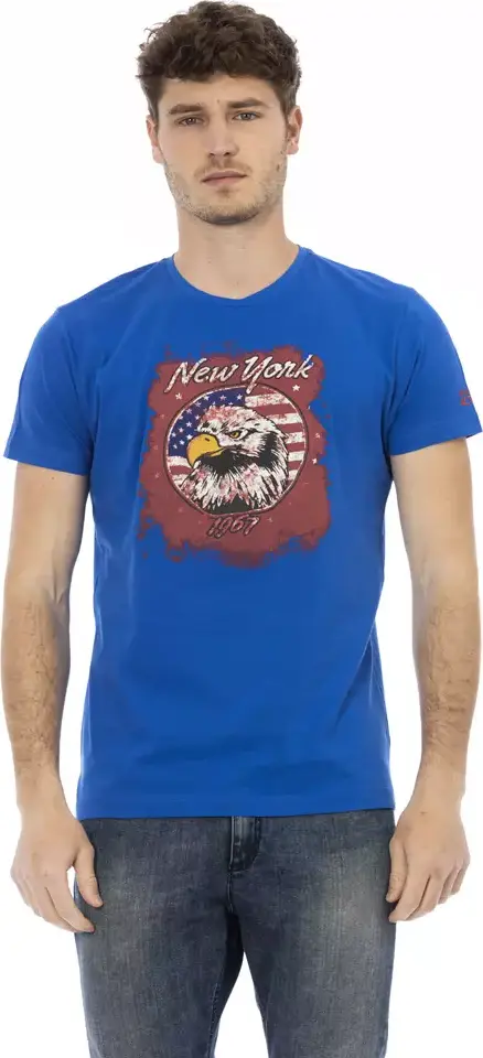 Blue Cotton Men's T-Shirt