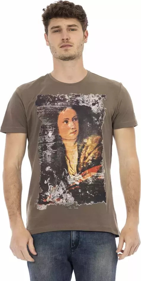 Brown Cotton Men T-Shirt