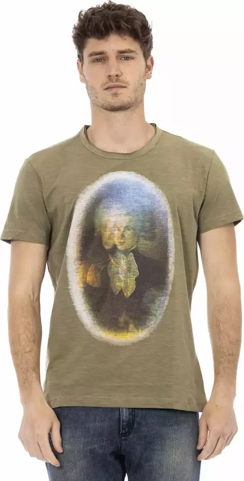 Green Cotton Men T-Shirt