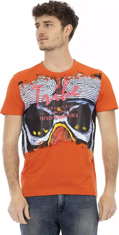 Orange Cotton Men T-Shirt