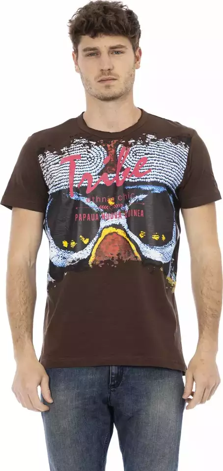 Brown Cotton Men T-Shirt