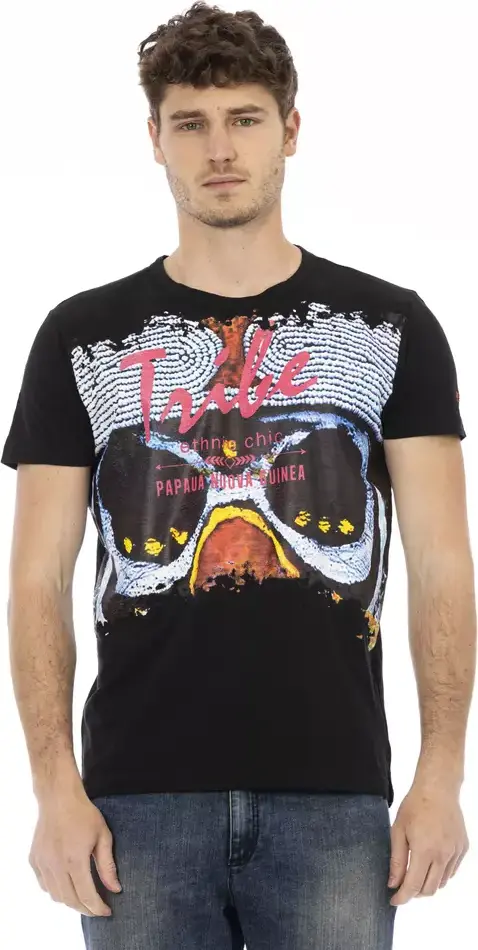 Black Cotton Men T-Shirt