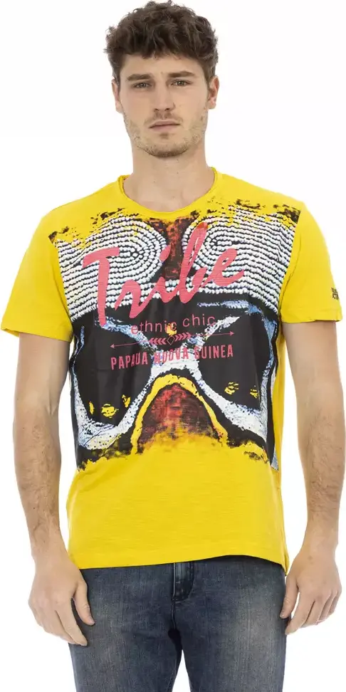 Yellow Cotton Men T-Shirt