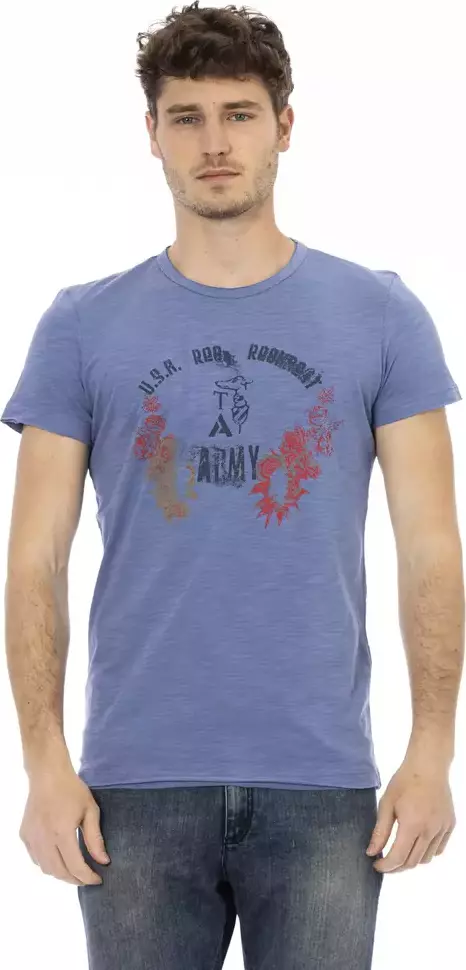 Blue Cotton Men T-Shirt