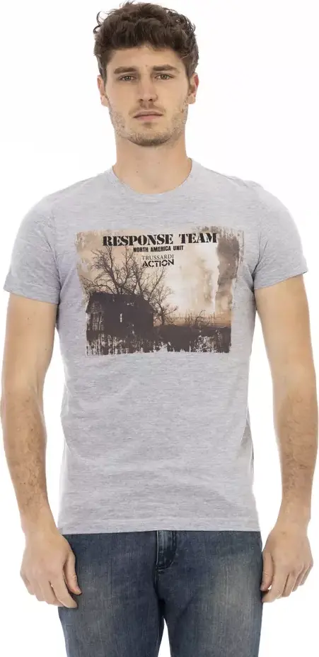 Gray Cotton Men T-Shirt